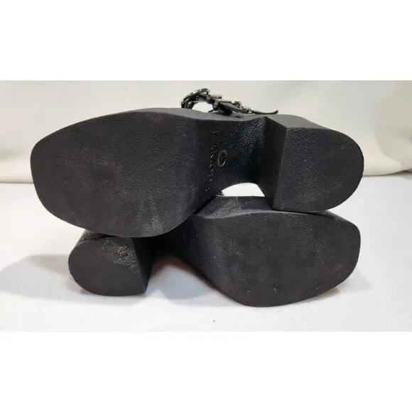 Lamoda Platform Mary Jane Heels Double Strap Ring Buckle Goth Alt Black Size 8 - Picture 5 of 13